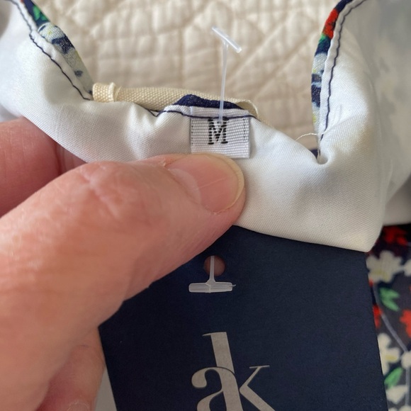 NWT Anna-Kaci Floral Print Navy Dress M fully lines V neck cap sleeves - Picture 6 of 13